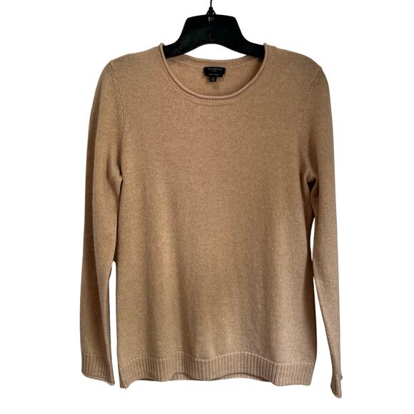 Talbots Tan Pure Cashmere Pullover Crewneck Sweater Size Small Petite - Picture 1 of 8